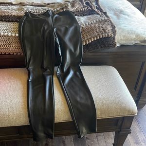 Black faux leather pants
